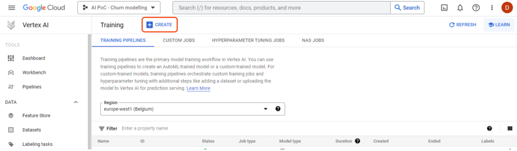 Customer churn prediction with Google AutoML
Step 2 illustrated