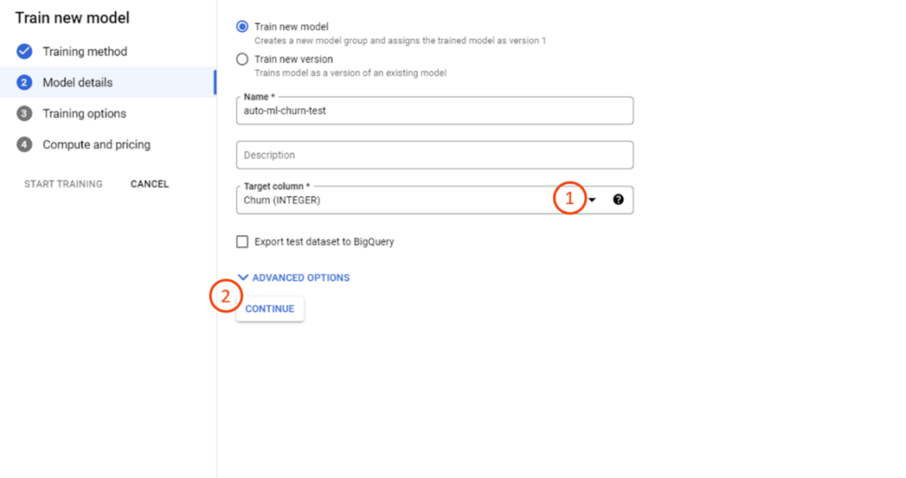 Customer churn prediction with Google AutoML
Step 4 illustrated