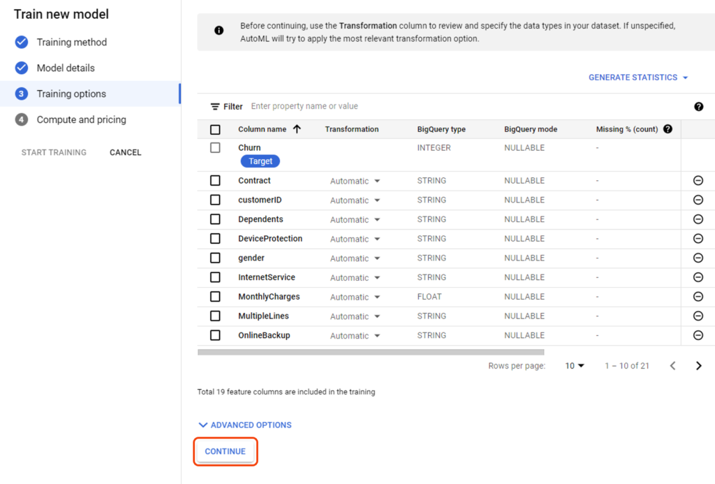 Customer churn prediction with Google AutoML
Step 5 illustrated