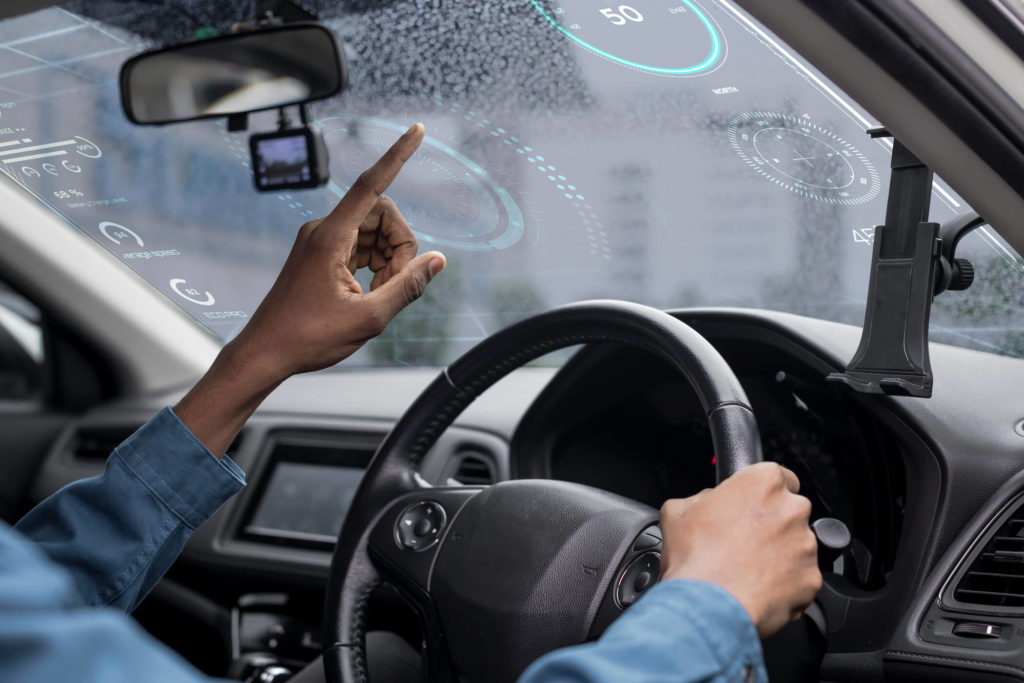 hmi in automotive head up display in a car