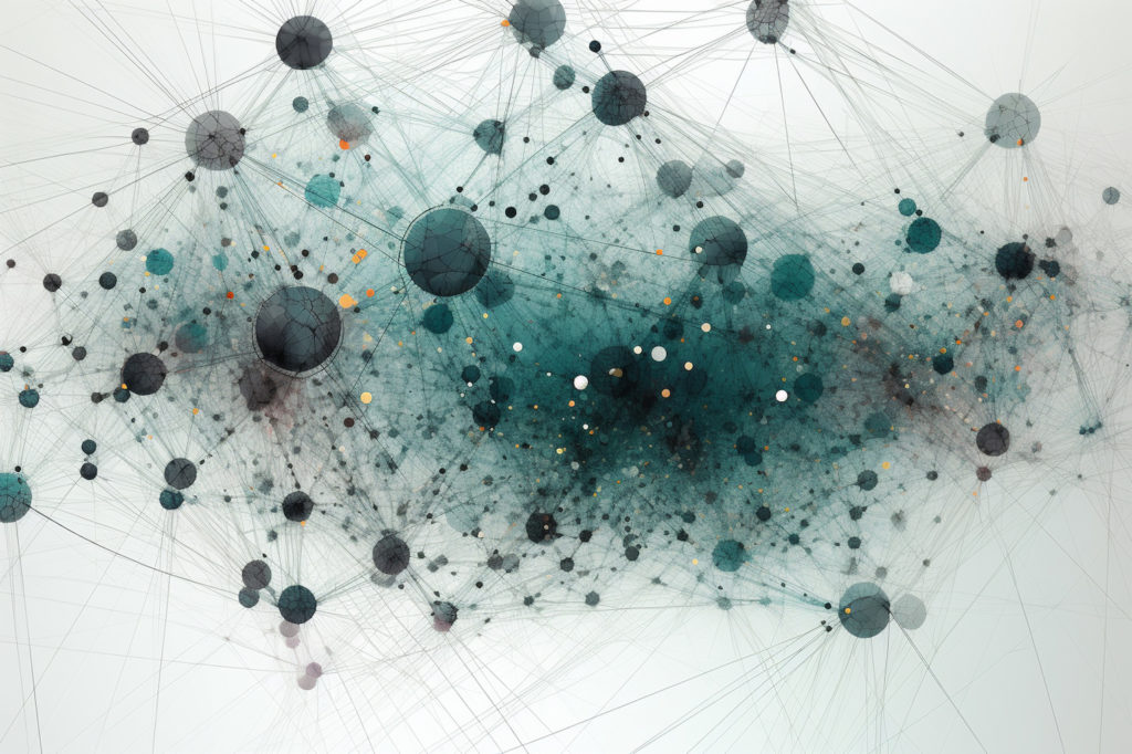 abstract artwork of interconnected dots and lines
