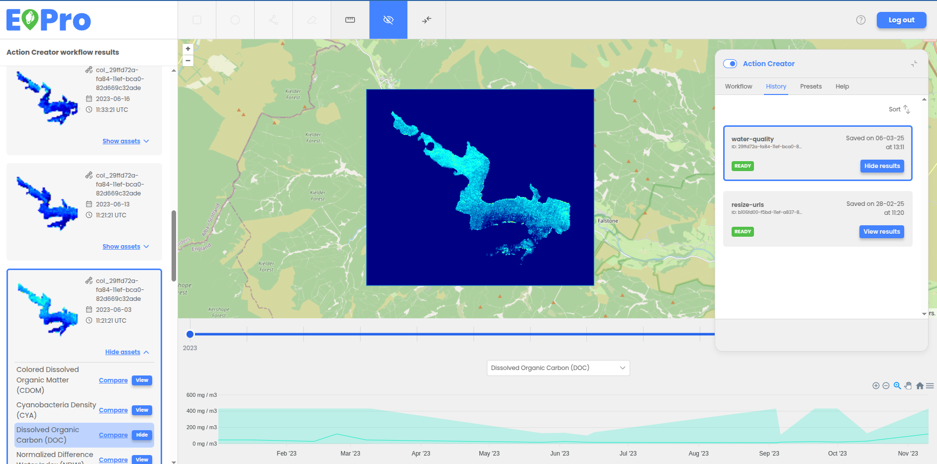 Part of a map on water quality, created with the help of GeoAI.