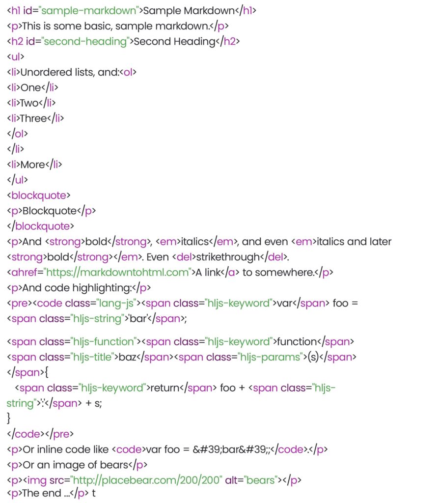 html code